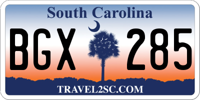 SC license plate BGX285