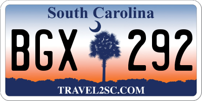 SC license plate BGX292