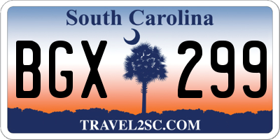 SC license plate BGX299