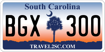 SC license plate BGX300