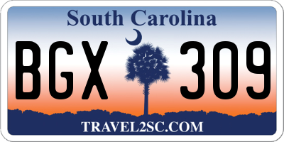 SC license plate BGX309