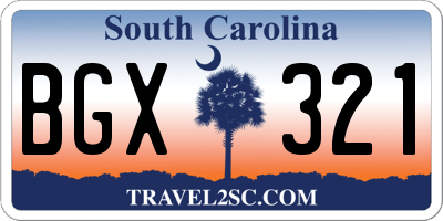 SC license plate BGX321