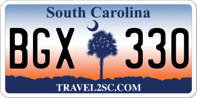SC license plate BGX330