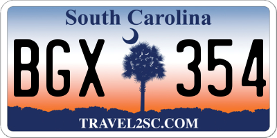 SC license plate BGX354