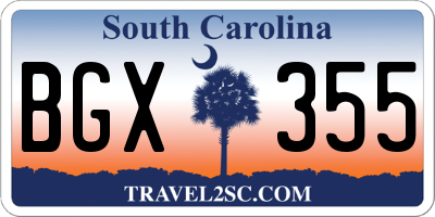 SC license plate BGX355