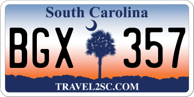 SC license plate BGX357