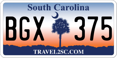 SC license plate BGX375