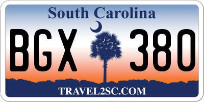 SC license plate BGX380