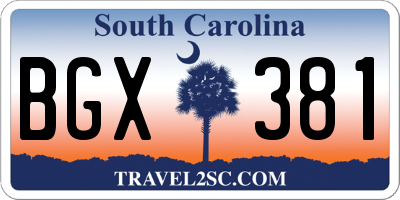 SC license plate BGX381