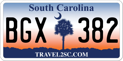 SC license plate BGX382