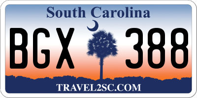 SC license plate BGX388