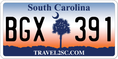 SC license plate BGX391