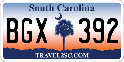 SC license plate BGX392