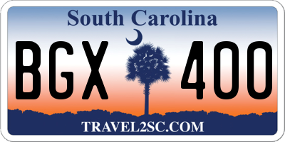 SC license plate BGX400