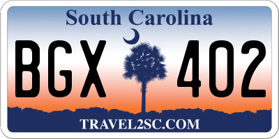 SC license plate BGX402