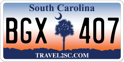 SC license plate BGX407