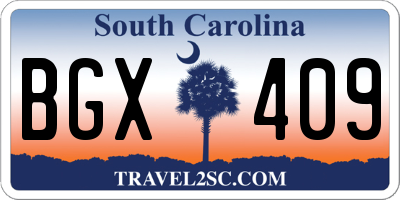 SC license plate BGX409
