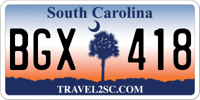 SC license plate BGX418