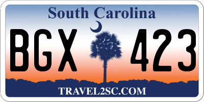 SC license plate BGX423