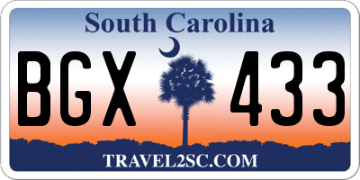 SC license plate BGX433