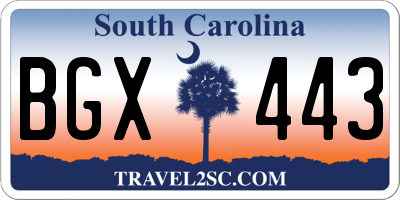 SC license plate BGX443