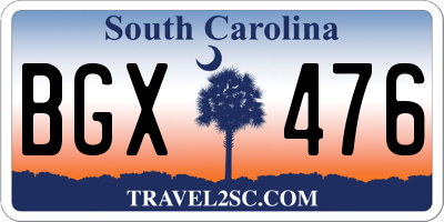 SC license plate BGX476