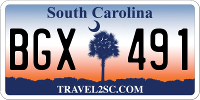 SC license plate BGX491