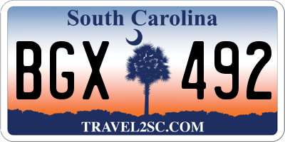 SC license plate BGX492