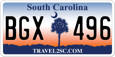 SC license plate BGX496