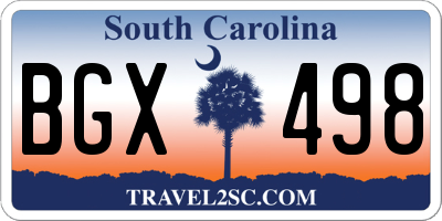 SC license plate BGX498