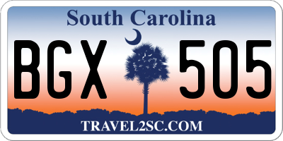 SC license plate BGX505