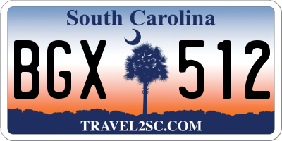 SC license plate BGX512