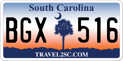 SC license plate BGX516