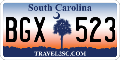 SC license plate BGX523