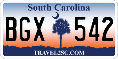 SC license plate BGX542