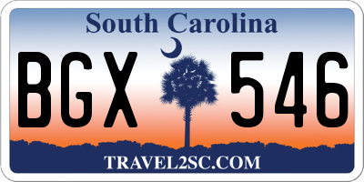 SC license plate BGX546