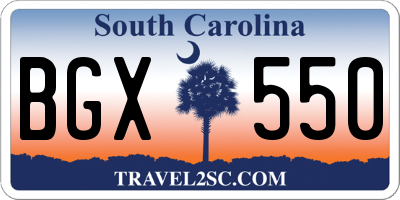 SC license plate BGX550