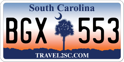 SC license plate BGX553