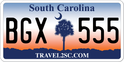 SC license plate BGX555