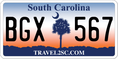 SC license plate BGX567