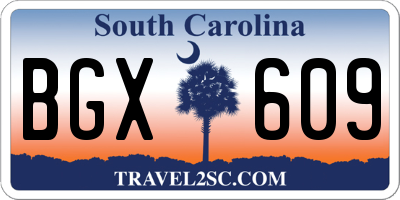 SC license plate BGX609