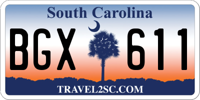 SC license plate BGX611