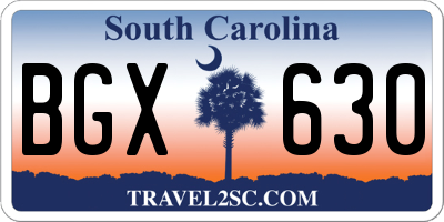 SC license plate BGX630
