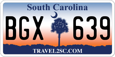 SC license plate BGX639