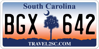 SC license plate BGX642