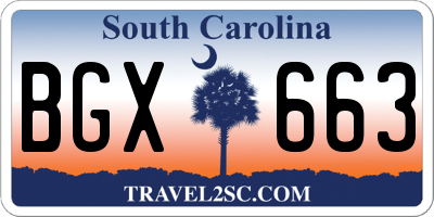 SC license plate BGX663