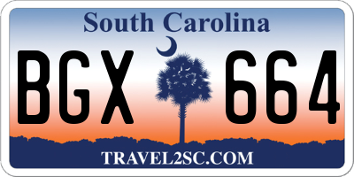 SC license plate BGX664