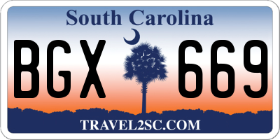 SC license plate BGX669
