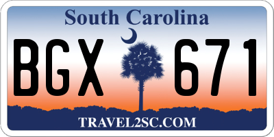 SC license plate BGX671