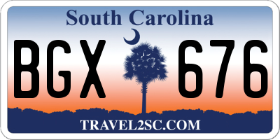 SC license plate BGX676